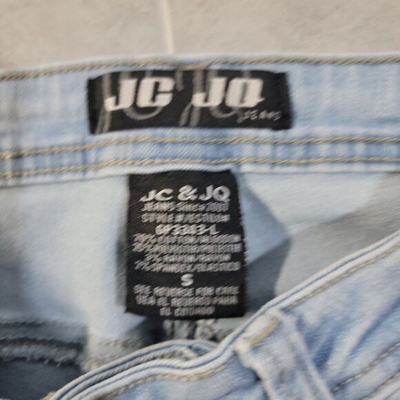 JC & JQ Womens Blue Light Wash High Rise Stretch Denim Flared Jeans Size Small - Picture 2 of 8